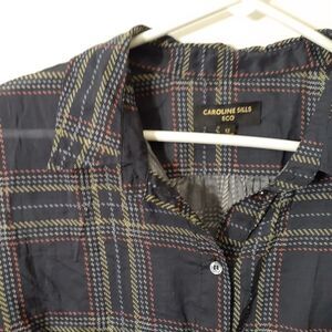 Caroline Sills Eco Navy Blue Cotton Shirt 12 L Tunic Top blouse